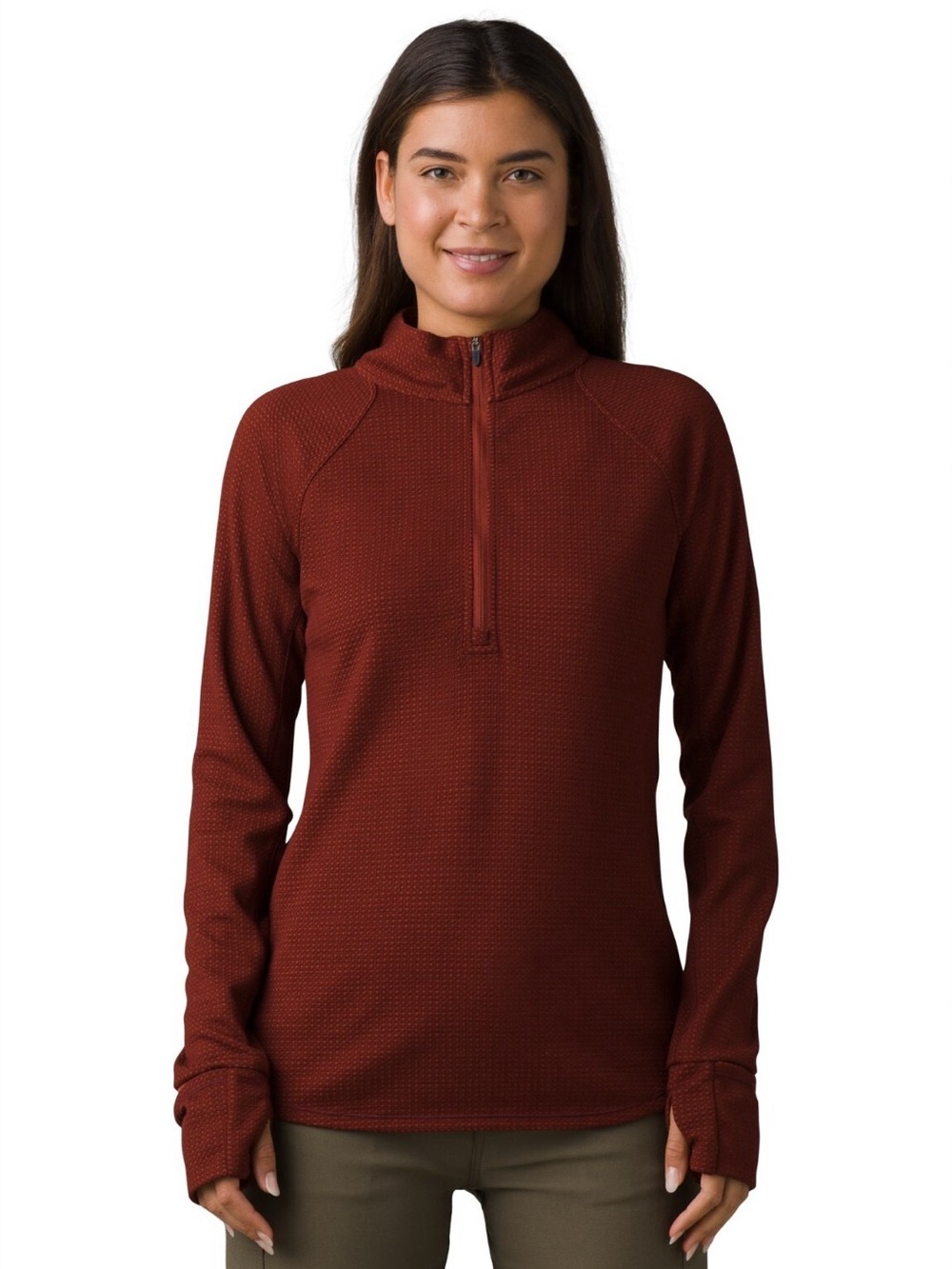 Prana Red Half Zip Pullover